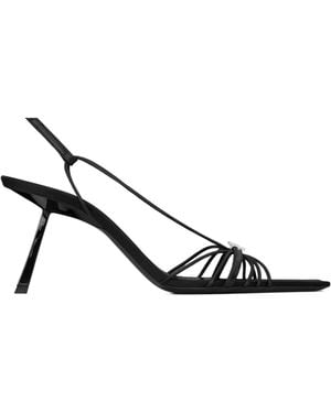 Saint Laurent Leather Jerry Slingback Sandals 80 - Metallic