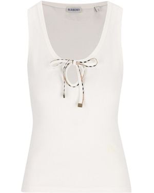 Burberry Tie-Detail Ribbed Tank Top - White