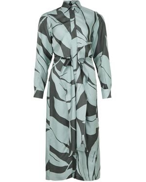Max Mara Printed Long-Sleeved Dress - Green