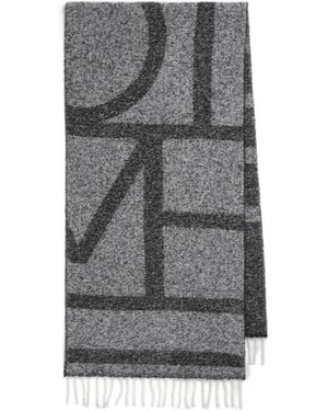 TOTEME Totême Monogram Jacquard Fringed Scarf - Grey