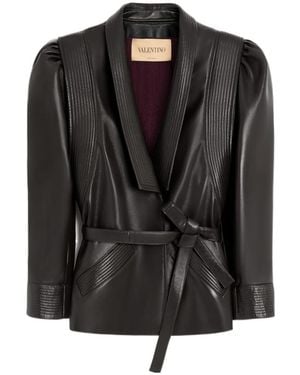 Valentino Long-Sleeve Leather Jacket - Black