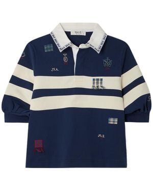 Sea Striped Cropped Shirt - Blue