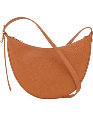 Longchamp Small Le Foulonné Grained-Leather Crossbody Bag - Brown