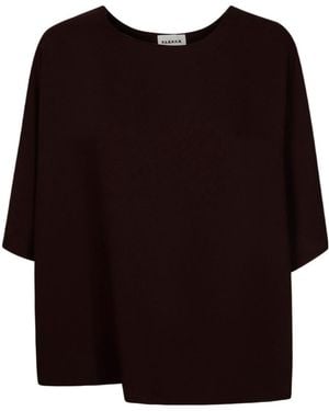 P.A.R.O.S.H. P.A.R.O..H. Short-Sleeve Belted Crewneck Top - Black