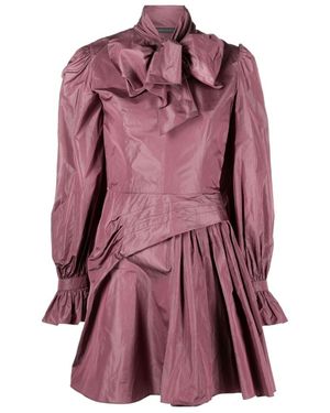 Alberta Ferretti Draped Tie-Neck Mini Dress - Purple