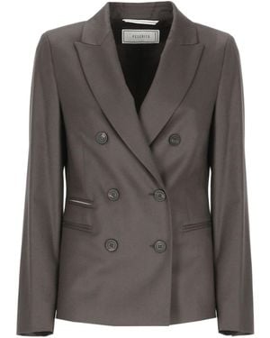 Peserico Double-Breasted Peak-Lapel Blazer - Black