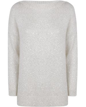 D.exterior Sequin Boatneck Sweater - White