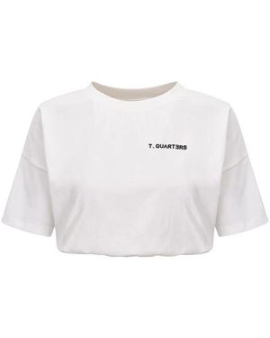 THREE QUARTERS High Waist Elastic T-Shirt - White