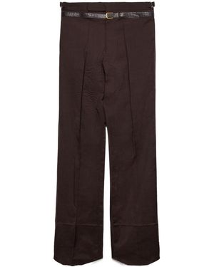 Prada Belted Wide-Leg Trousers - Brown