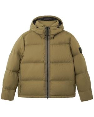 Stone Island Tear-Resistant Down Jacket With Detachable Hood - Green