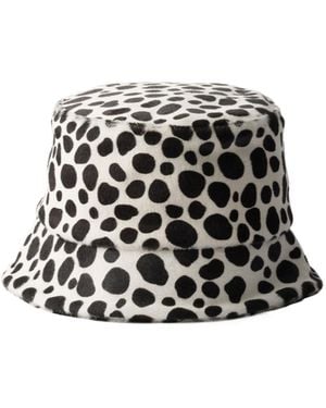 Prada Printed Calf-Hair Bucket Hat - White