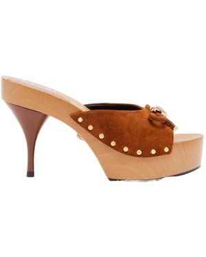 Versace Opera Medusa High-Heeled Sandals - Brown