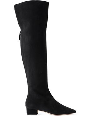 Manolo Blahnik Suede Over-The-Knee Boots - Black