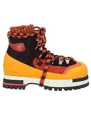 Chloé Multi-colour Suede Hiking Boots - Orange