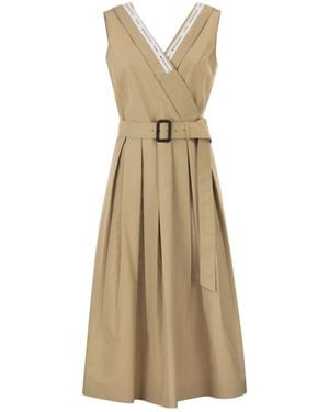 Weekend by Maxmara Belted Pleated Midi Dress - Natural