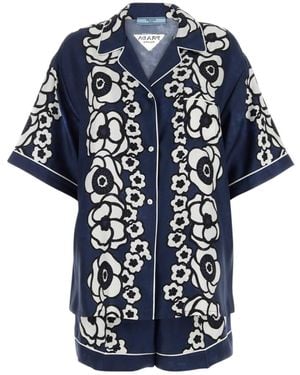 Prada Floral-Print Short Pajamas - Blue