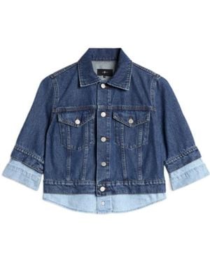 7 For All Mankind Trucker Button Layered Jacket - Blue