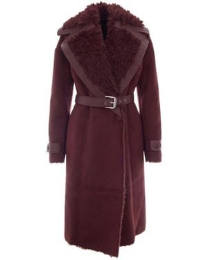 Patrizia Pepe Faux-Fur Belted Coat - Purple