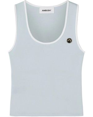 Ambush Heart-Motif Cut-Out Sleeveless Top - Gray