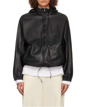 The Row Long Sleeve Leather Jacket - Black