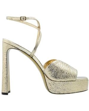 Jimmy Choo Karli 125 Buckled Platform Sandals - Metallic