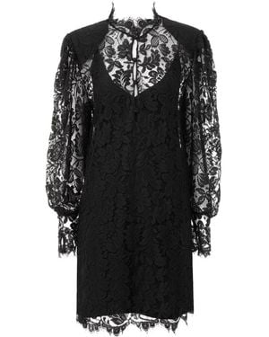 Chloé Floral-Lace High-Neck Dress - Black