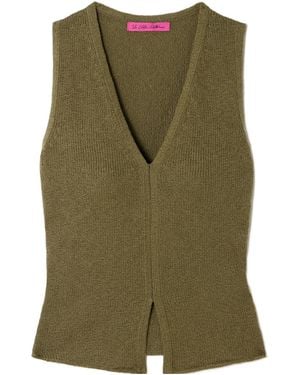 The Elder Statesman Cotton V-Neck Tank Top - Green