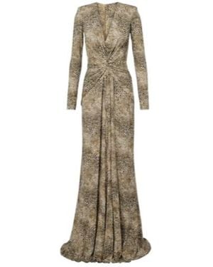 Elie Saab Animalier Printed Jersey Gown - Natural