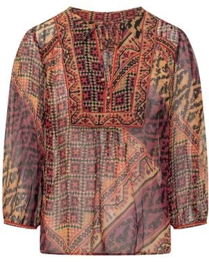 Ba&sh Odetta Sheer Printed Blouse - Brown