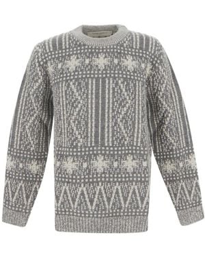 Golden Goose Round-Neck Jumper With Fair Isle Motif - Grey