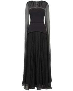 Safiyaa Gloria Silk And Crepe Gown - Black