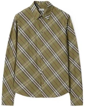 Burberry Relaxed Fit Check Cotton Shirt - Green