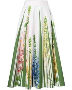 Oscar de la Renta Floral Cotton-Blend Poplin Maxi Skirt - Green
