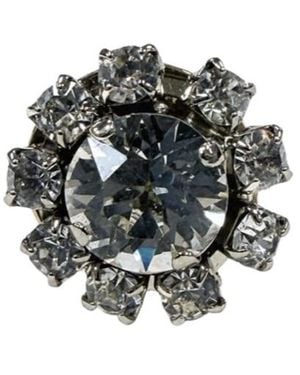 MM6 by Maison Margiela Crystal-Embellished Floral-Motif Ring - White