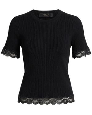 Gucci Fine Matte Viscose Rib Top - Black