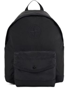 Stone Island Junior Logo Pocket Backpack - Black
