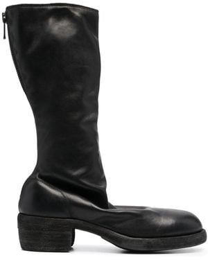Guidi Rear-Zip Leather Boots - Black