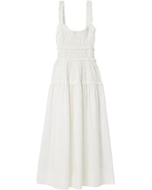 Doen Marianne Shirred Organic Cotton-Poplin Midi Dress - White