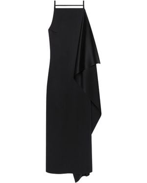 Courreges Draped Satin Midi Dress - Black