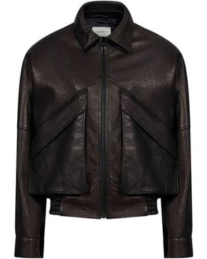Magda Butrym Classic Collar Vintage Leather Jacket - Black
