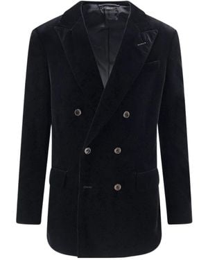 Tom Ford Double-Breasted Peak-Lapel Blazer - Blue