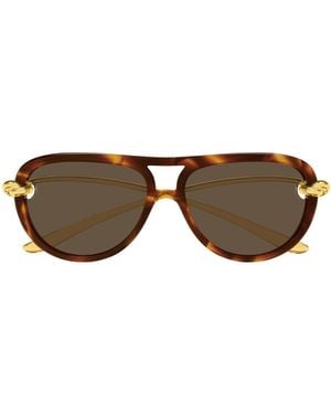 Bottega Veneta Eyewear Aviator Frame Sunglasses - Brown