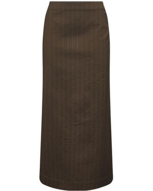 Uma Wang Pinstriped Chevron Gad Midi Skirt - Brown