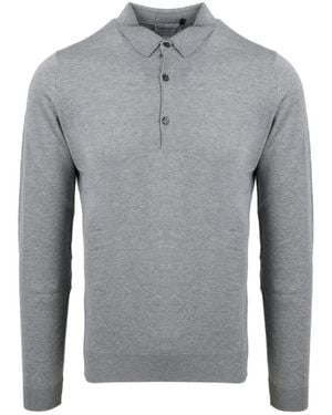 John Smedley Bradwell Long-Sleeve Polo Shirt - Grey