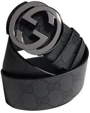 Gucci Reversible Belt With Interlocking G Buckle - Black