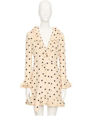 Valentino Crepe Couture Short Dress With Pludepois Print - Metallic