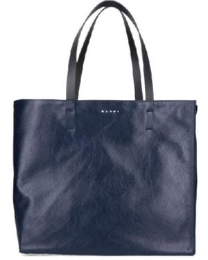 Marni Leather Tote Bag - Blue