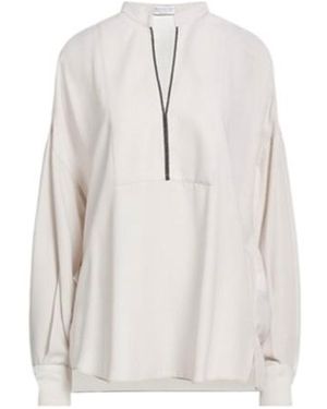 Brunello Cucinelli V-Neck Long-Sleeved Shirt - White