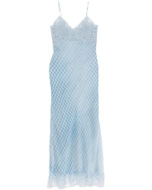 Ermanno Scervino Lace Spaghetti Strap Dress - Blue