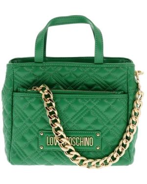 Moschino Quilted Logo-Plaque Tote Bag - Green